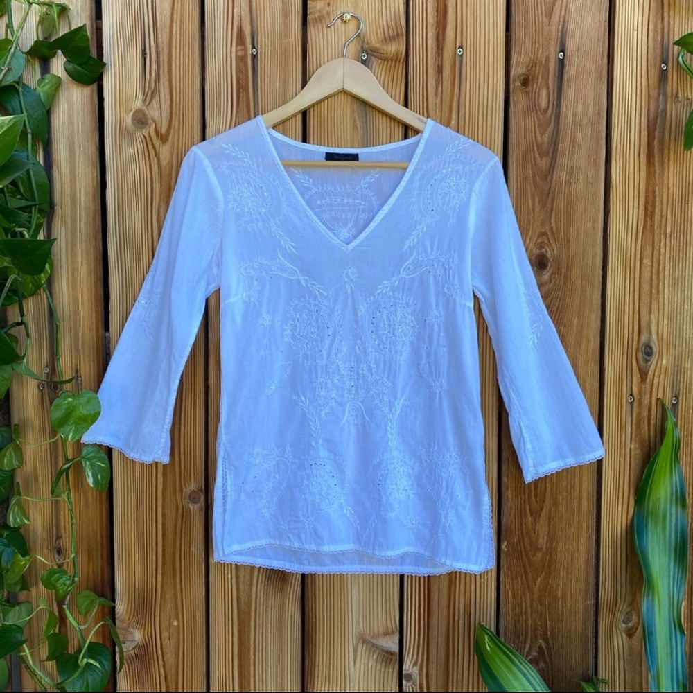 White Embroidered Summer Top